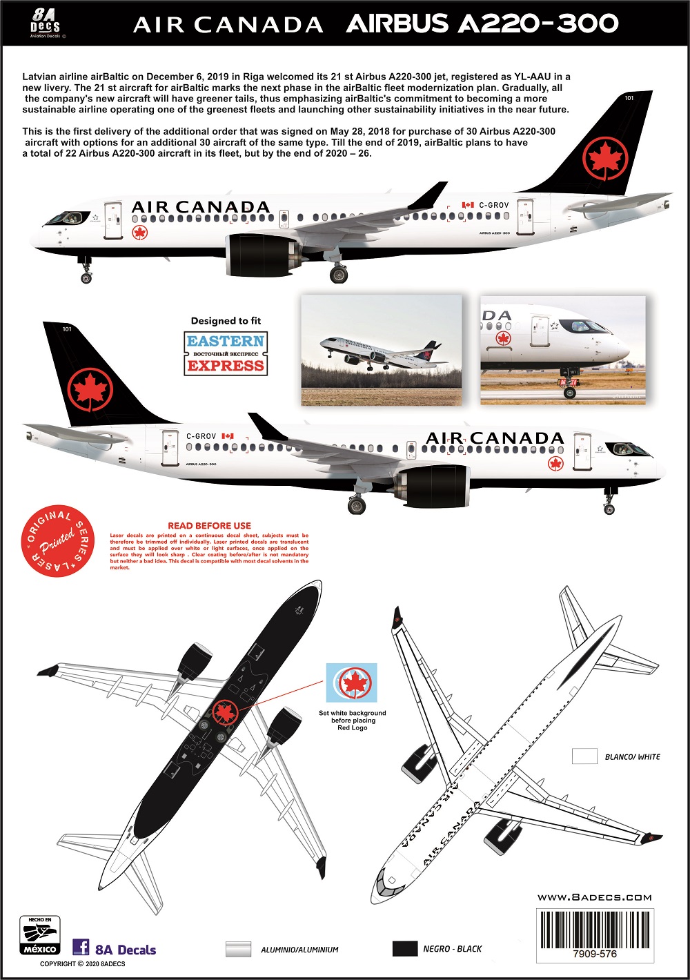 1/144 Eastern Express Airbus A220-300 Air Canadian Limited Edition 