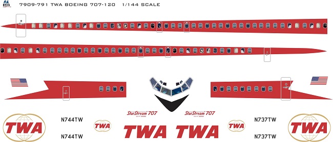 8aDecs.::.Decals Catalogue TWA BOEING 707-121 DECALSET