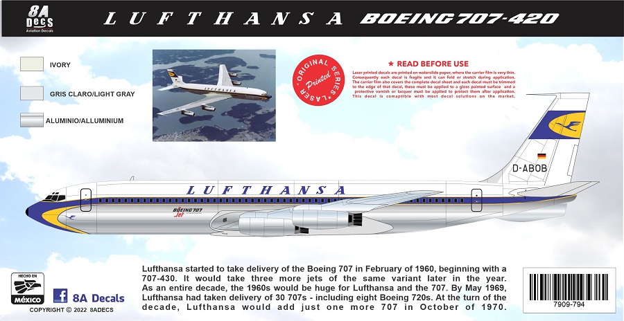 8aDecs.::.Decals Catalogue LUFTHANSA BOEING 707-420
